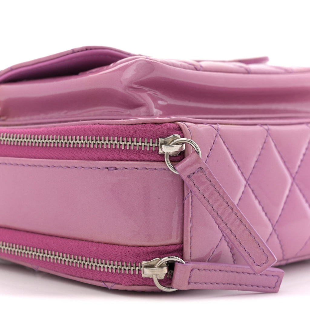 Chanel Patent Quilted Small Pocket Box Camera Case Purple