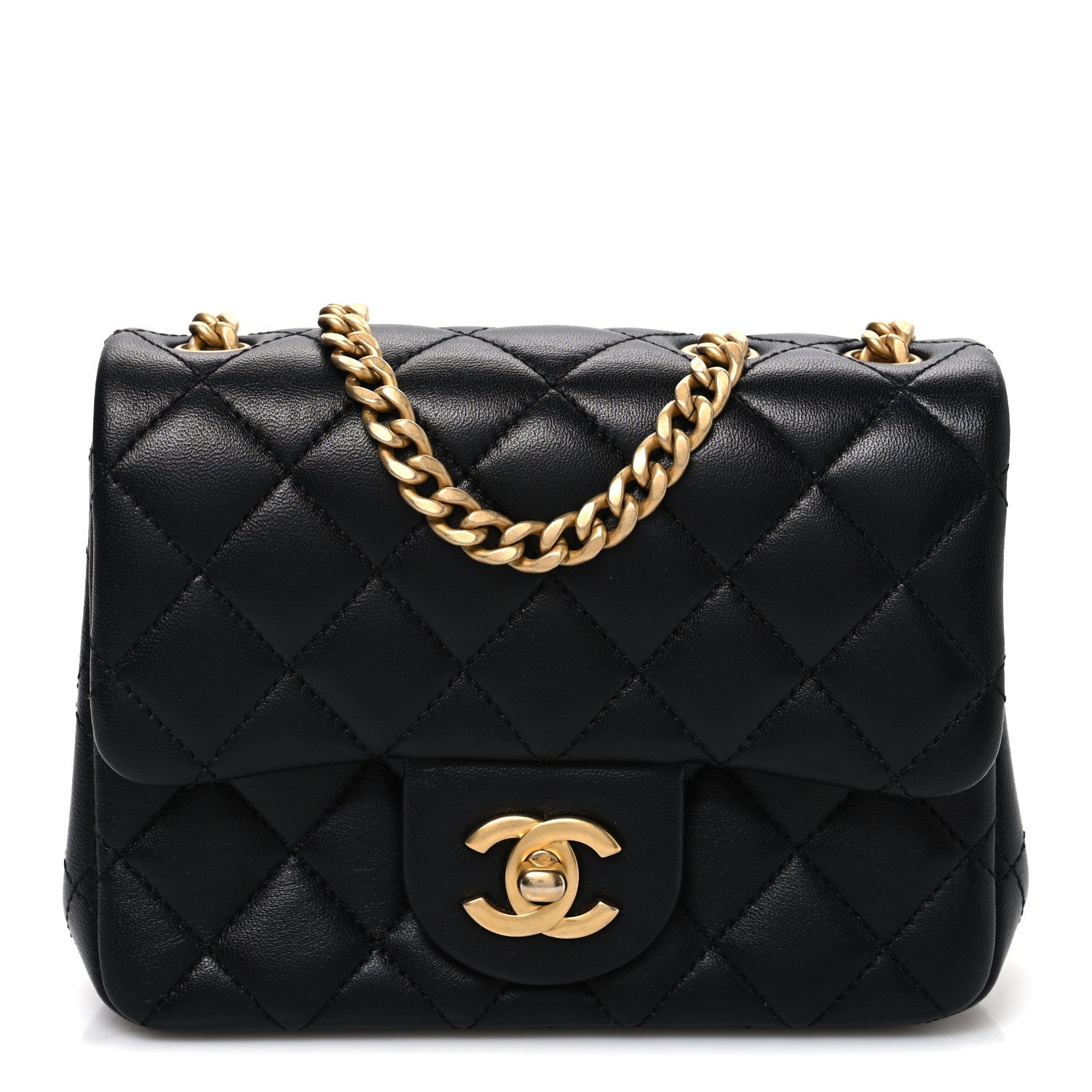 Chanel Lambskin Quilted Mini Sweet Camellia Flap Black