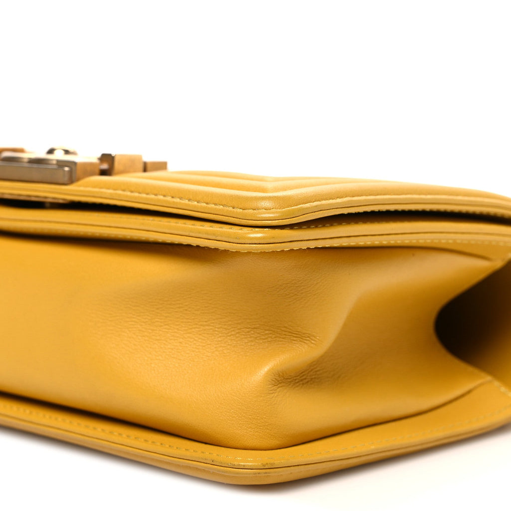 Chanel Lambskin Quilted Small Boy Flap Yellow