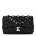 Chanel Lambskin Quilted Mini Rectangular Flap Black