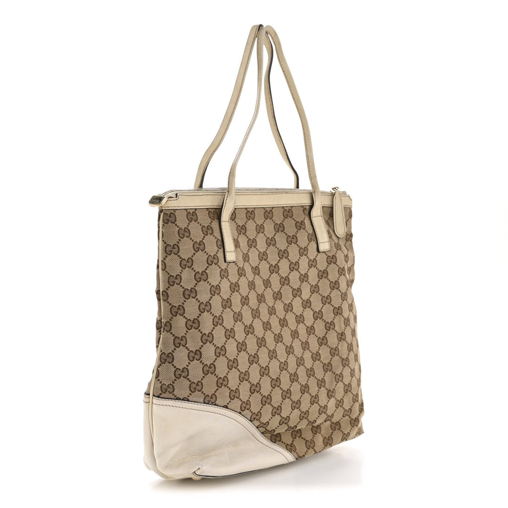 Gucci Monogram Medium New Britt Hobo Tote Off White