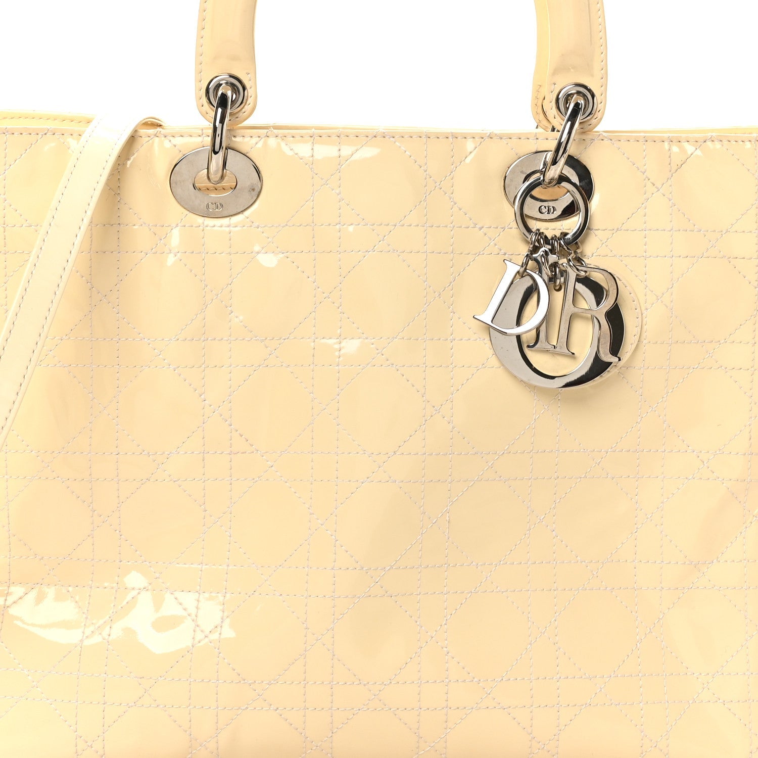 Christian Dior Patent Cannage Large Lady Dior White