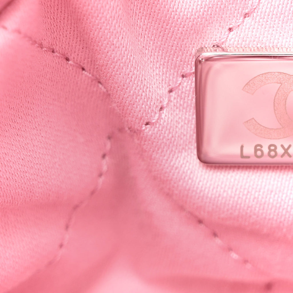 Chanel Metallic Lambskin Lacquered Monochrome Quilted Mini Chanel 22 Pink