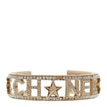 Crystal Baguette Logo Cuff Bracelet Gold