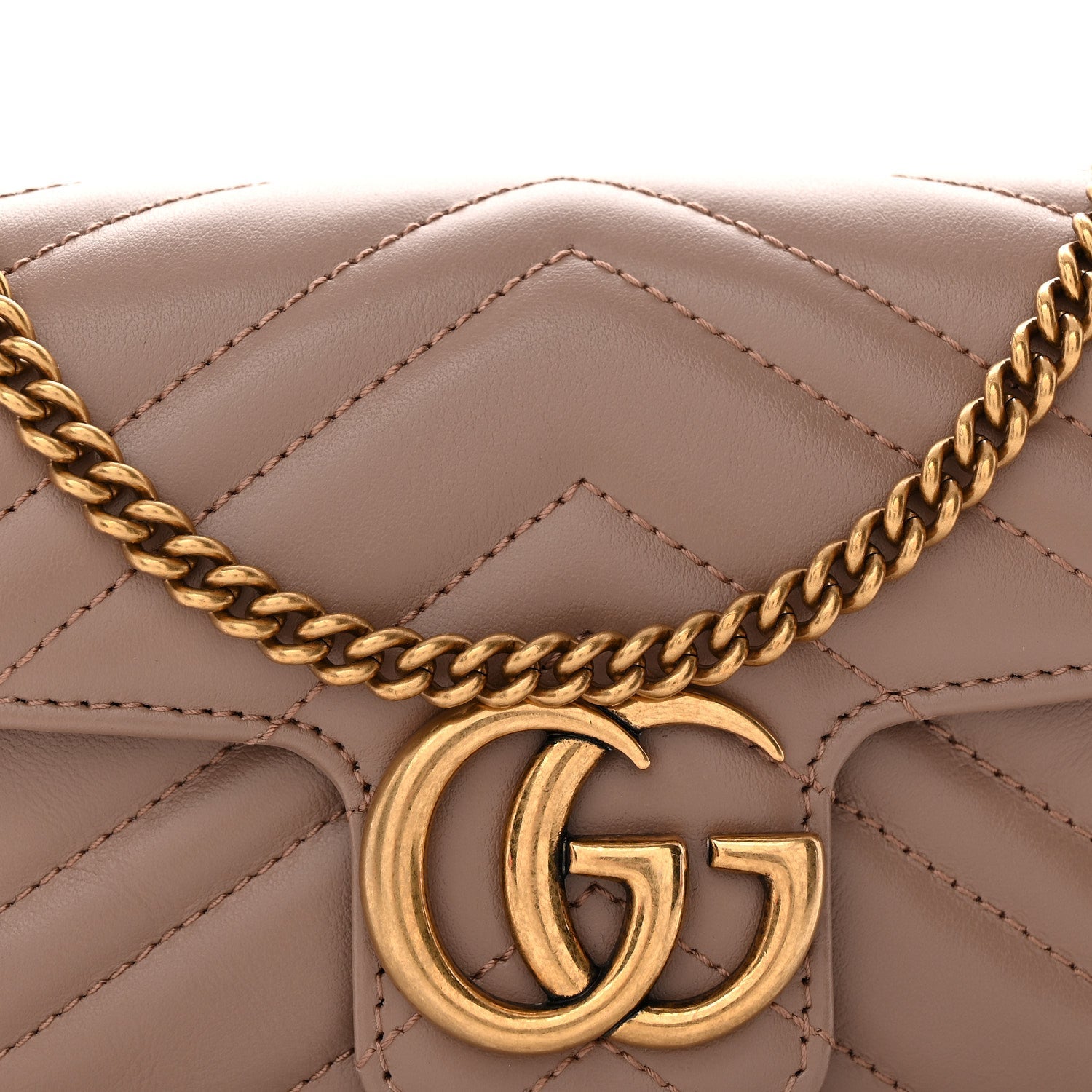 Gucci Calfskin Matelasse Super Mini GG Marmont Shoulder Bag Porcelain Rose