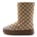 Gucci Monogram GG Strass Thermal Bootie 38.5 Camel Ebony