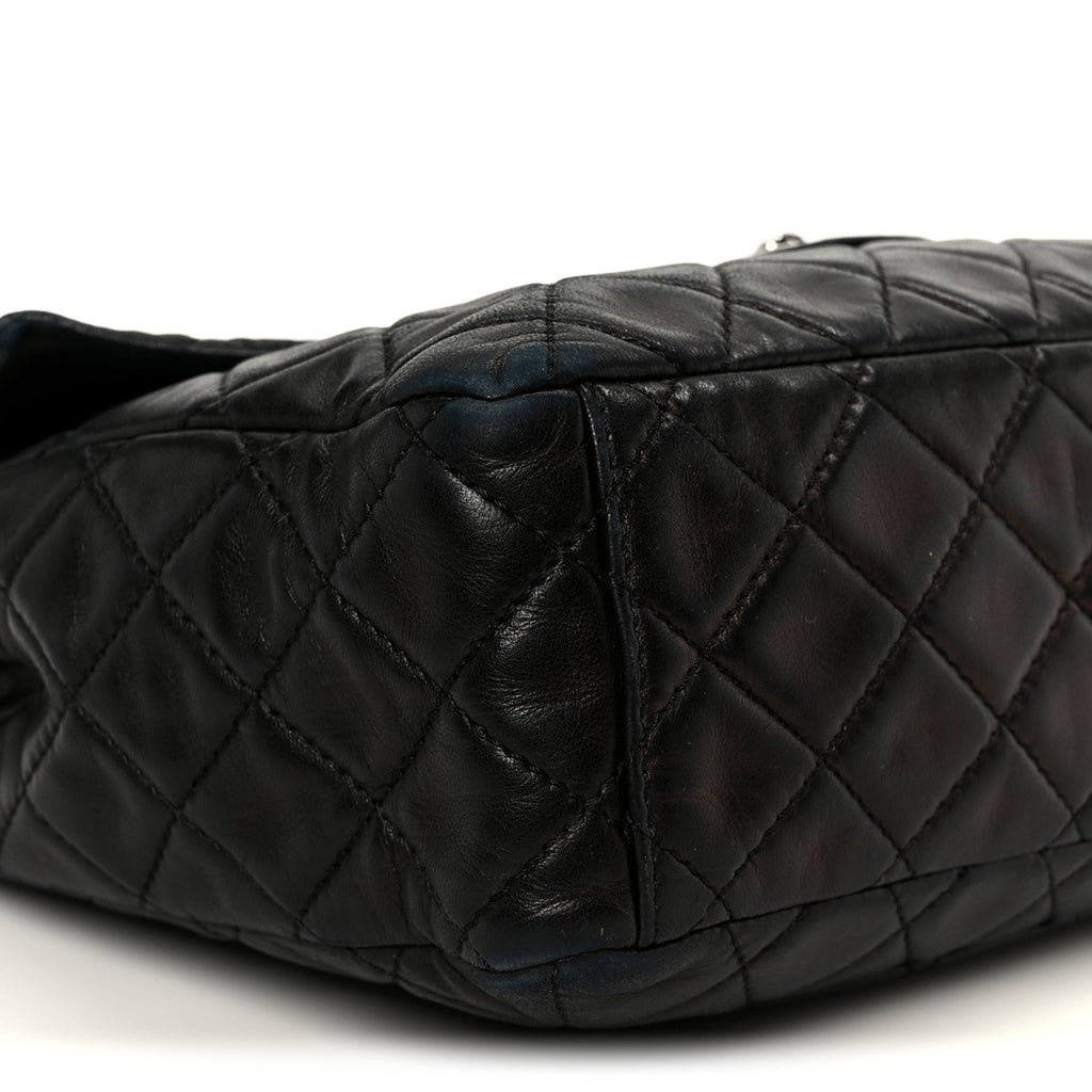 Chanel Washed Lambskin Quilted Maxi Single Flap Black