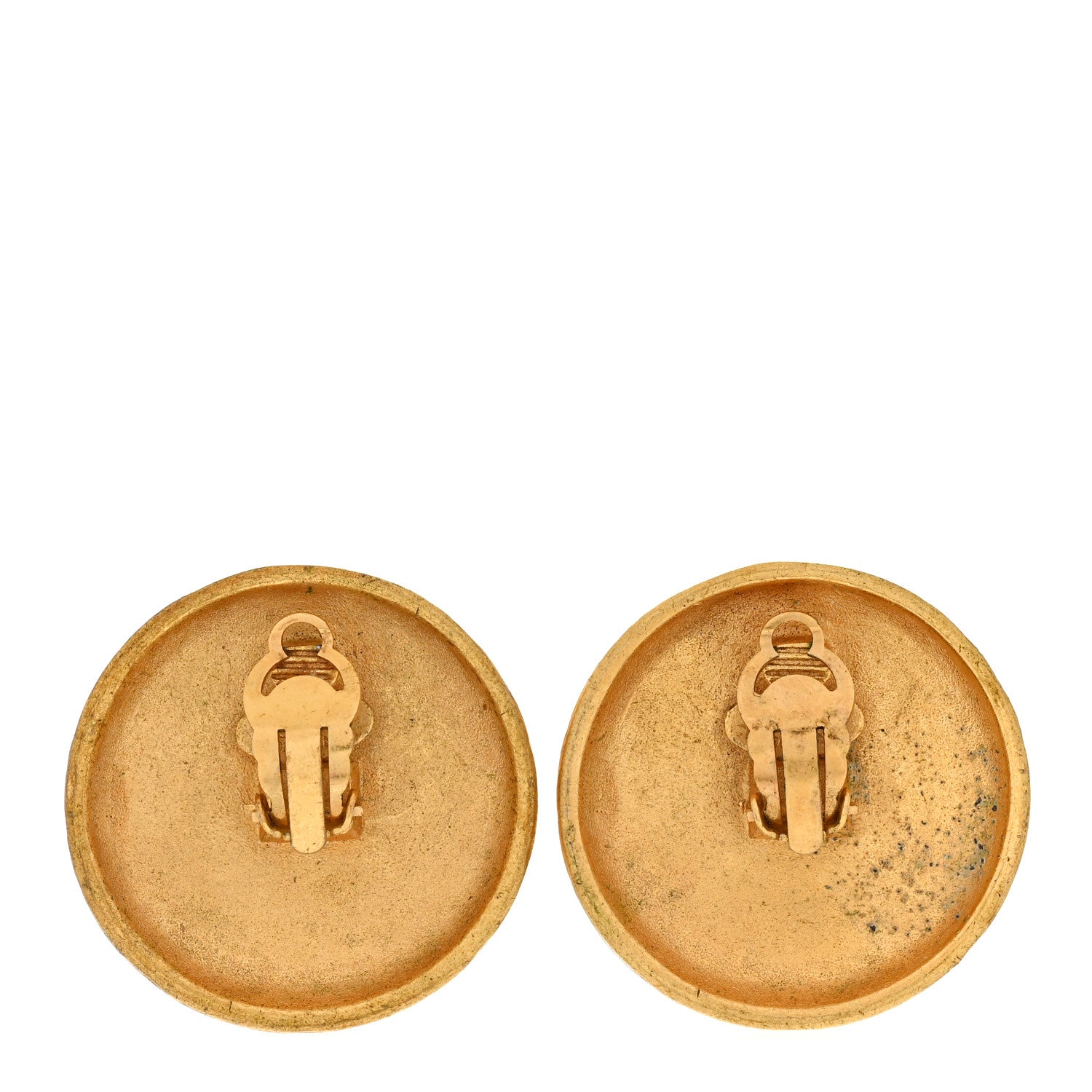 Round CC Clip On Earrings Gold