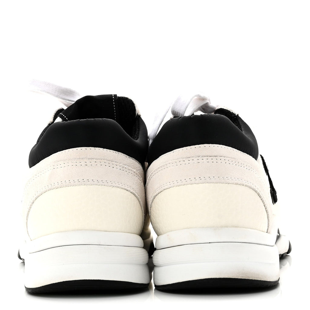 Mesh Suede Calfskin Grained Calfskin Womens CC Sneakers 38.5 White Black
