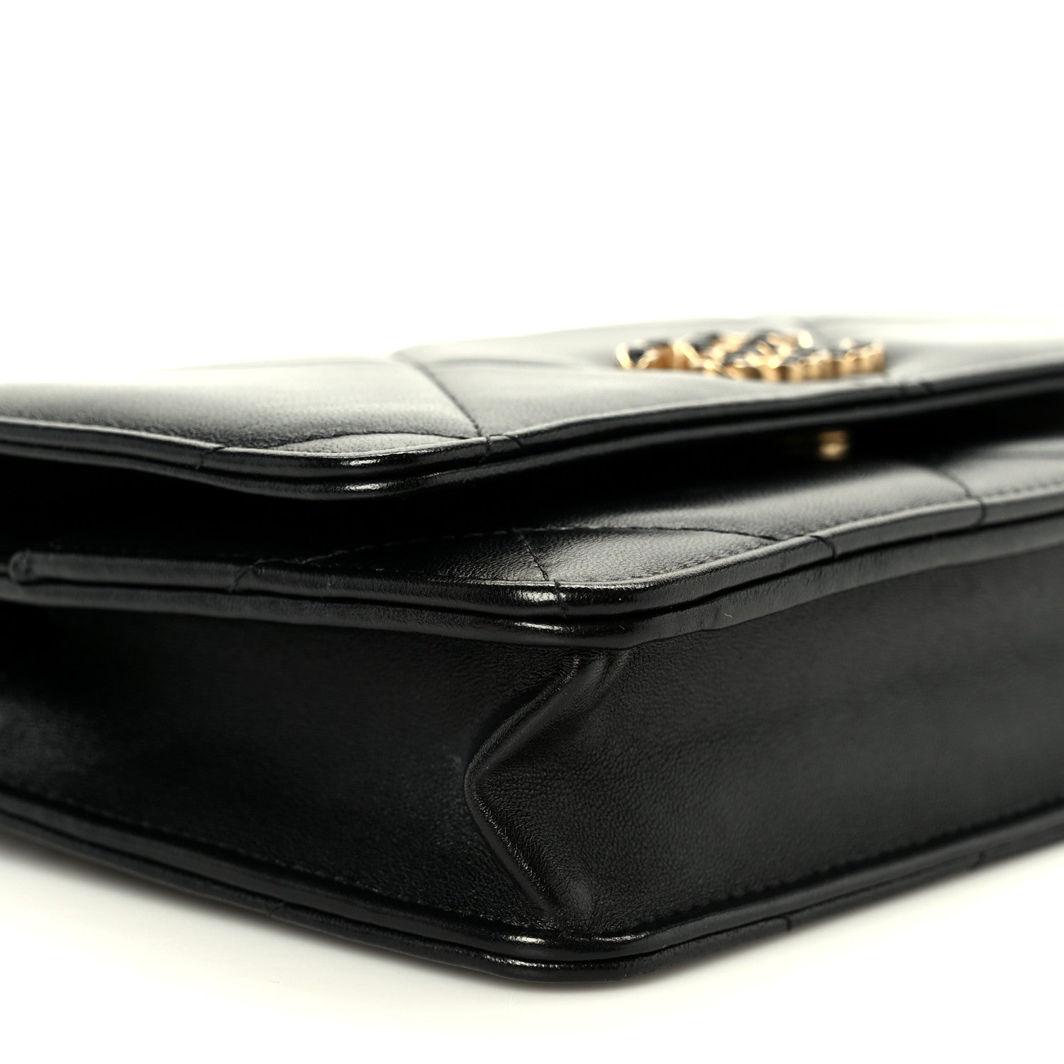 Chanel Lambskin Quilted Chanel 19 Wallet On Chain WOC Black