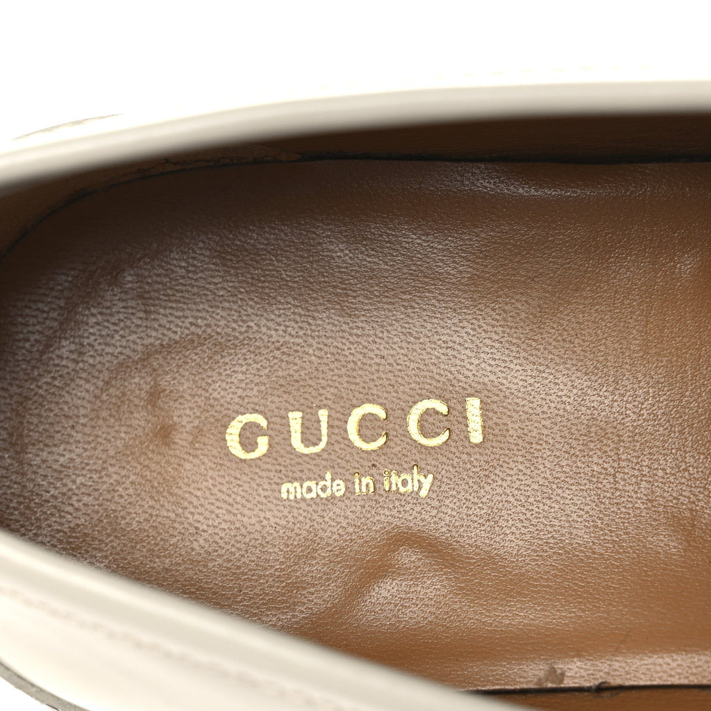 Gucci Cordovan Lux Womens Jeanne Platform Lug Sole 30/45mm Loafers 39 Mystic White