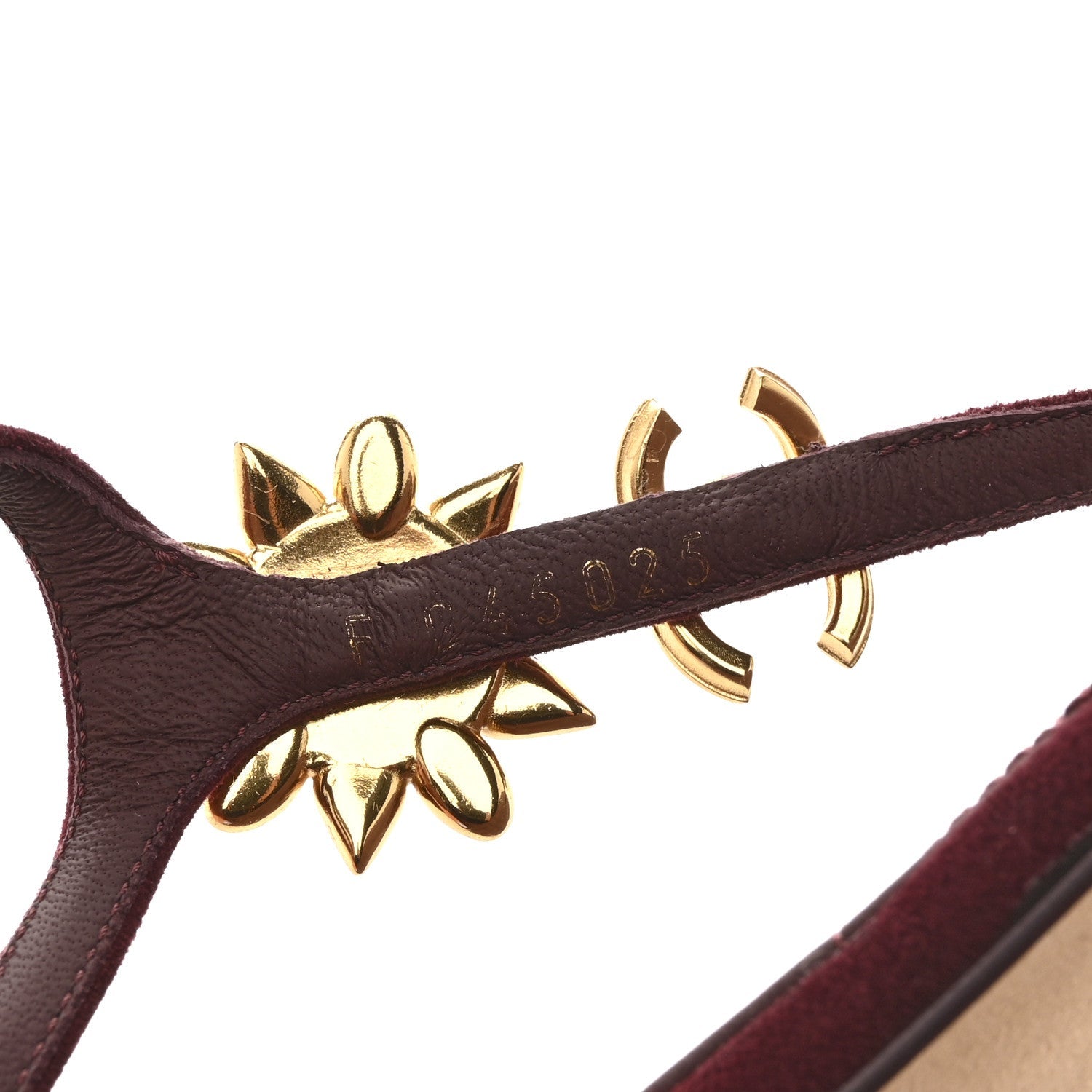 Chanel Suede Calfskin CC Crystal Thong Sandals 40.5 Burgundy