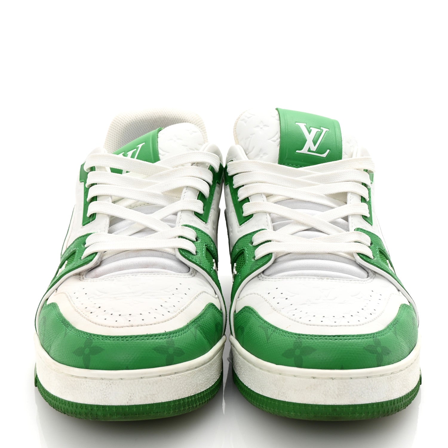 Louis Vuitton Calfskin Monogram Mens LV Trainer Sneakers 8 Green
