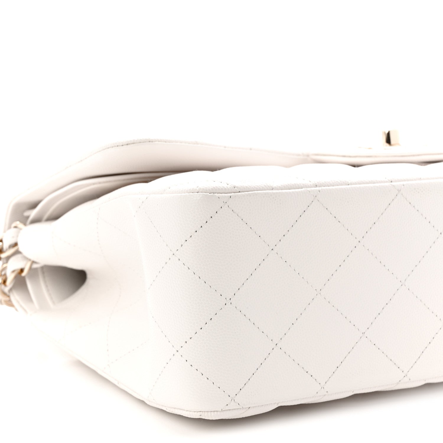 Chanel Caviar Quilted Jumbo Double Flap White