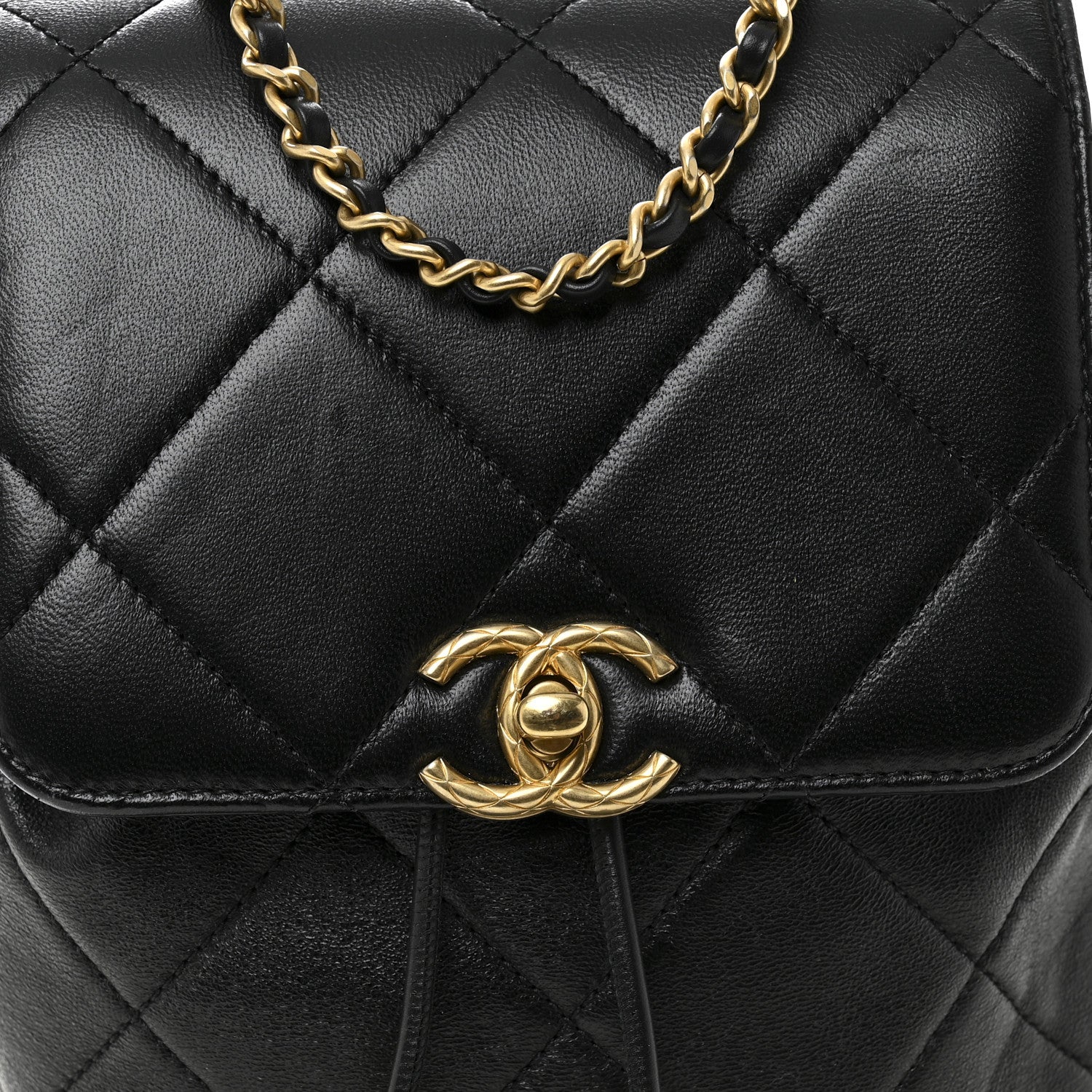 Chanel Lambskin Quilted Logo Mini Backpack Black