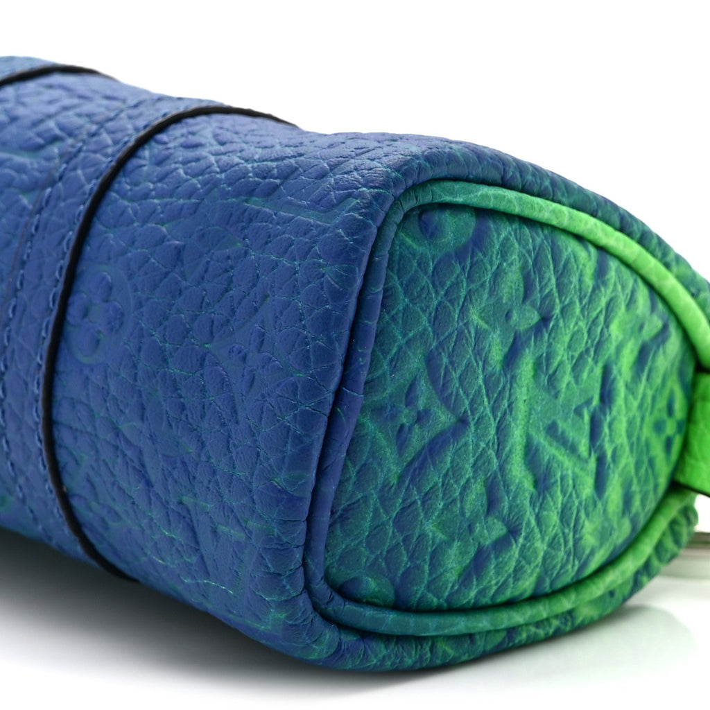 Louis Vuitton Taurillon Illusion Mini Keepall Earphones Pouch Bleu Vert