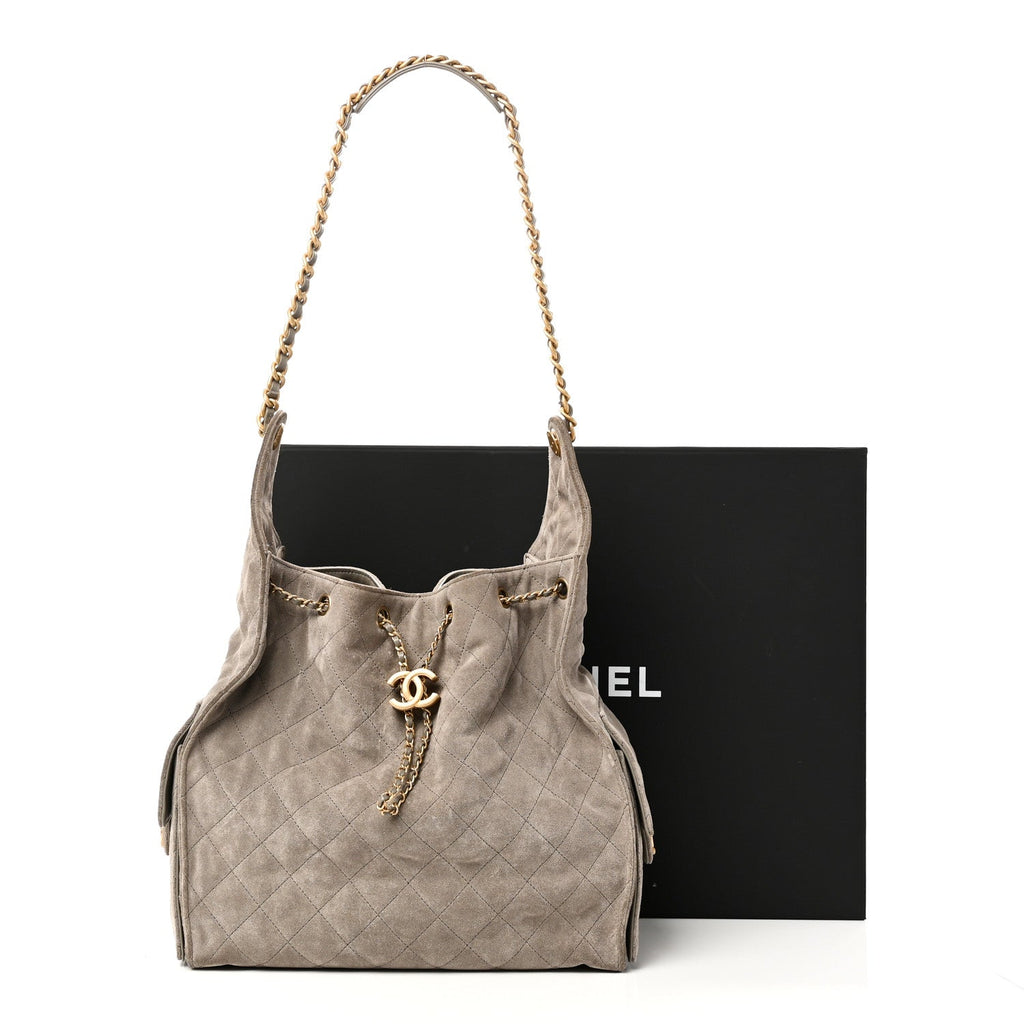 Chanel Suede Quilted Medium Chanel 25 Handbag Grey