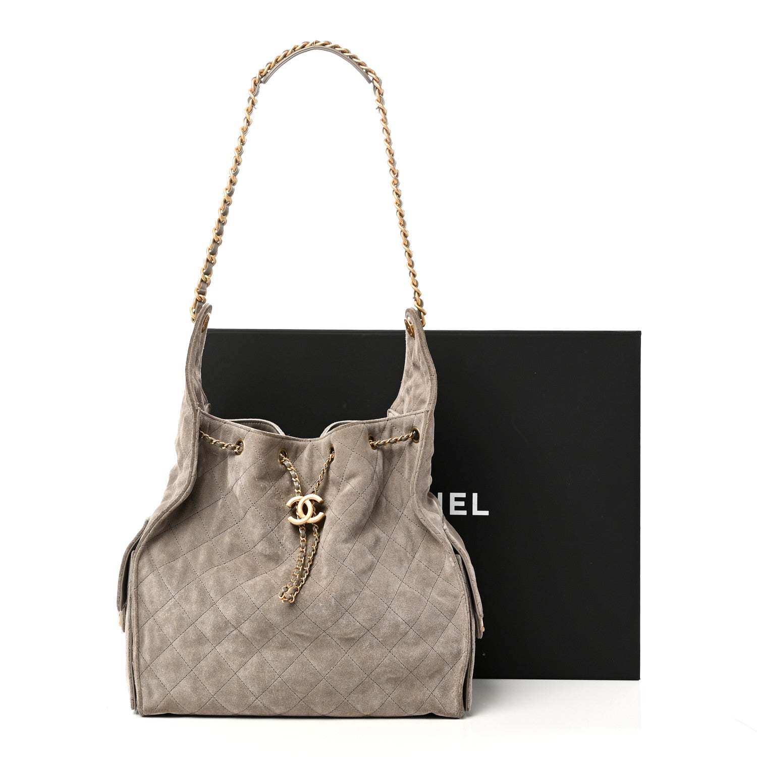 Chanel Suede Quilted Medium Chanel 25 Handbag Grey