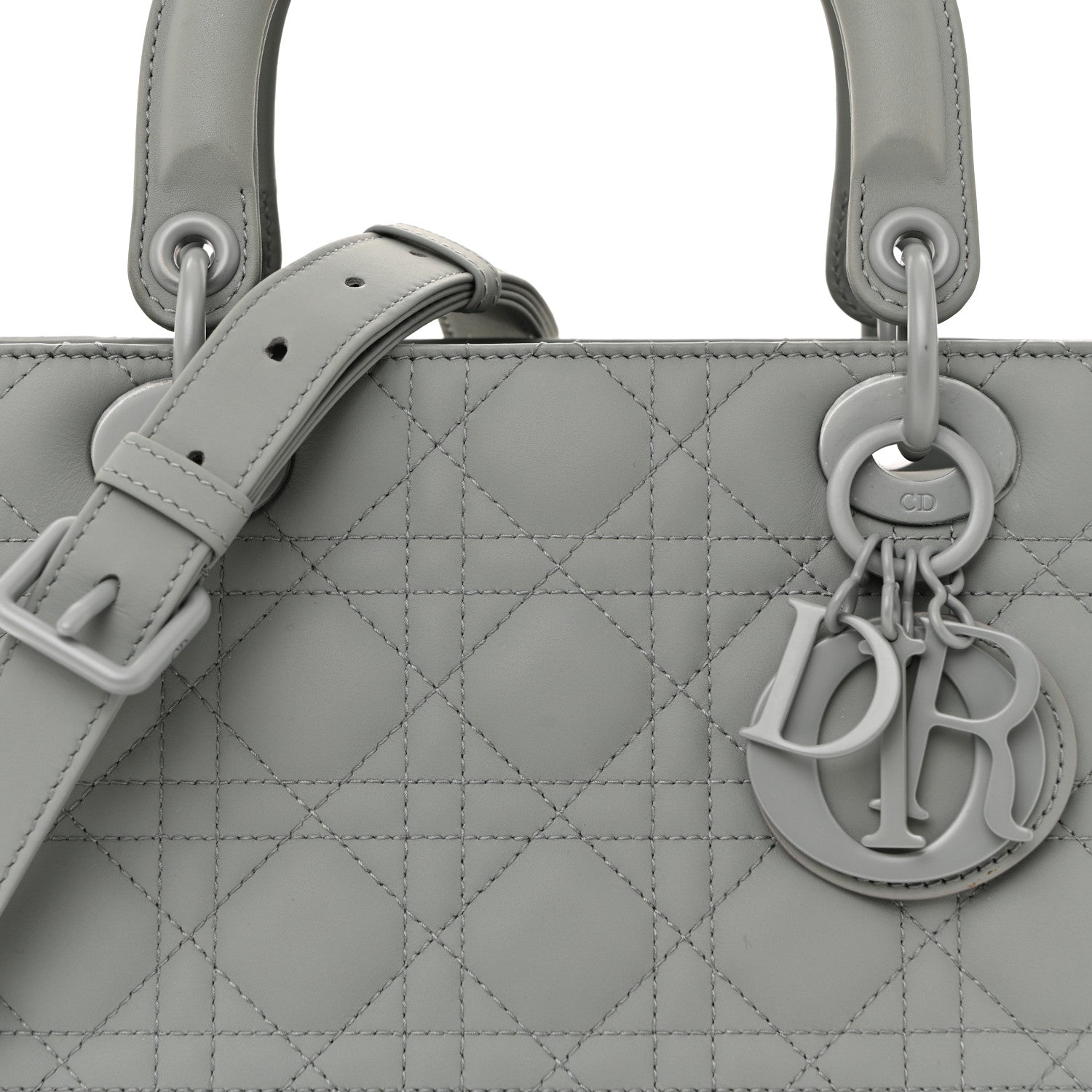 Christian Dior Ultra Matte Calfskin Cannage Medium Lady Dior Grey Stone