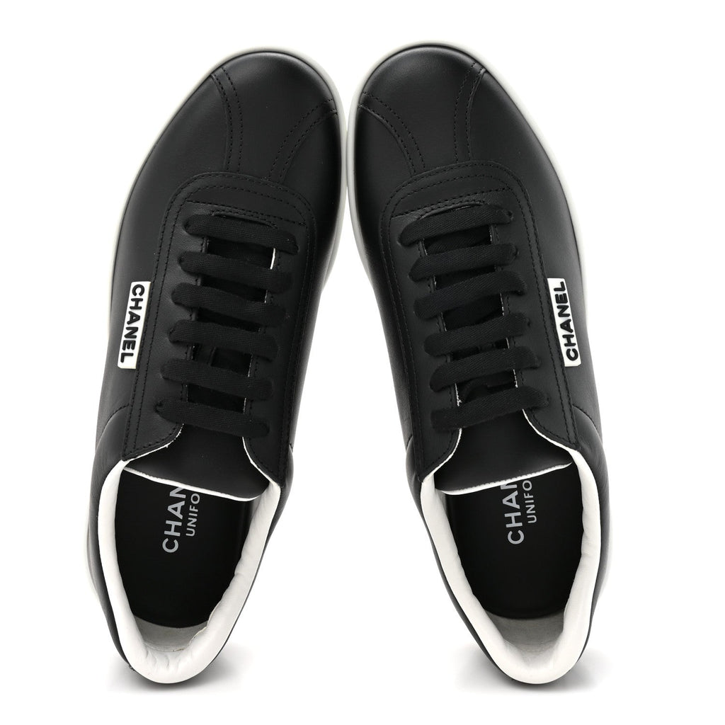 Calfskin CC Womens Sneakers 37 Black