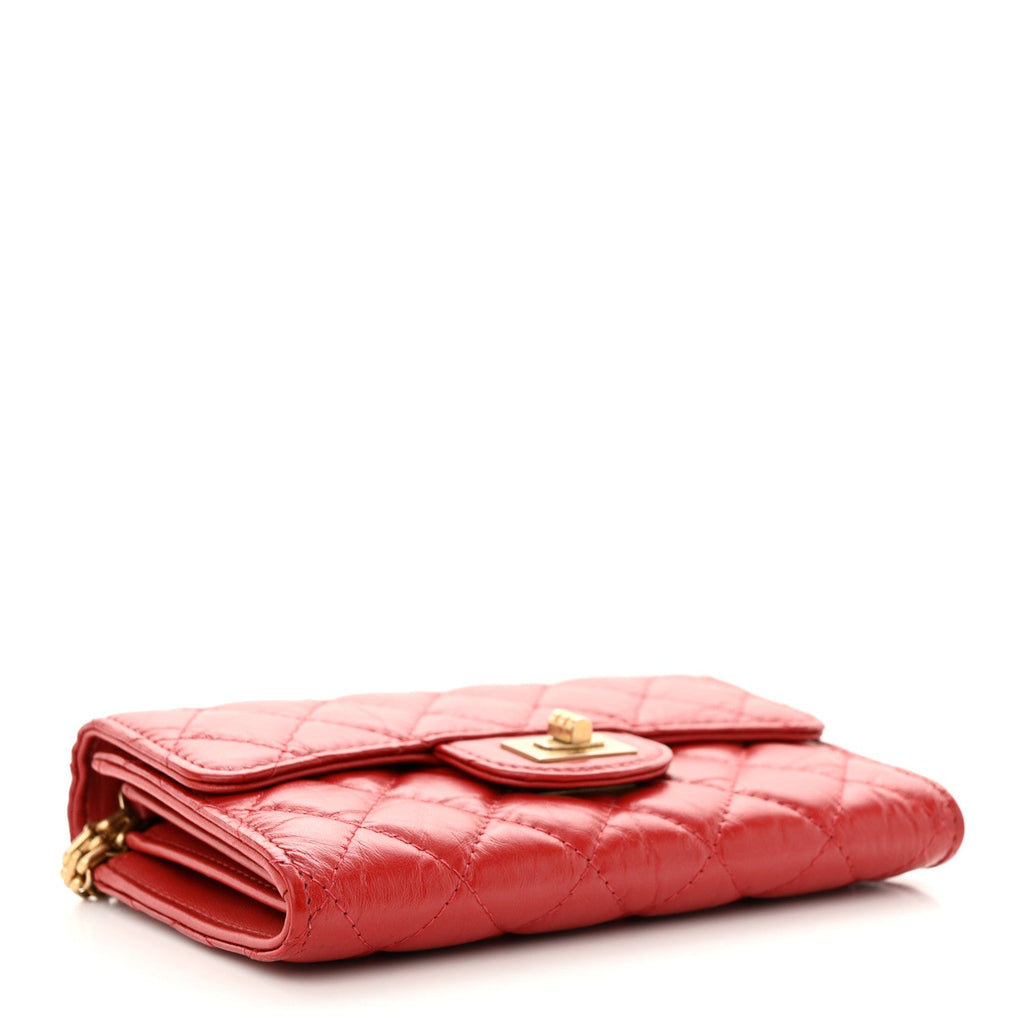 Chanel Aged Calfskin Quilted 2.55 Reissue Clutch With Chain Red