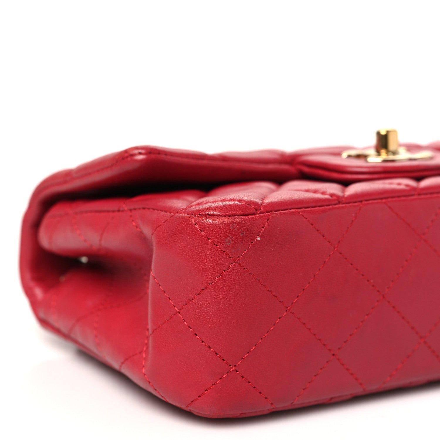 Chanel Lambskin Quilted Mini Rectangular Flap Dark Pink