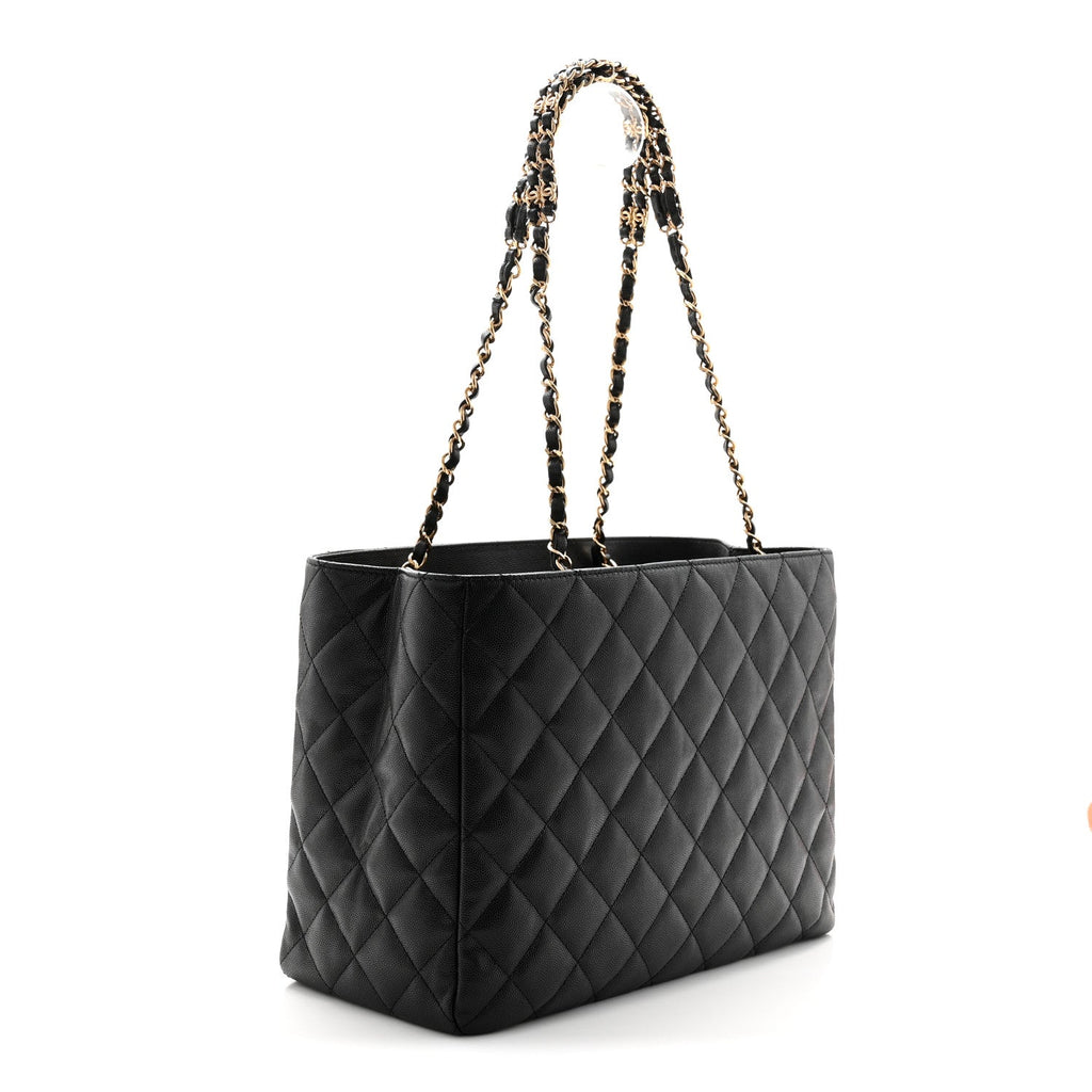 Chanel Caviar Quilted Small Shopping Tote Black