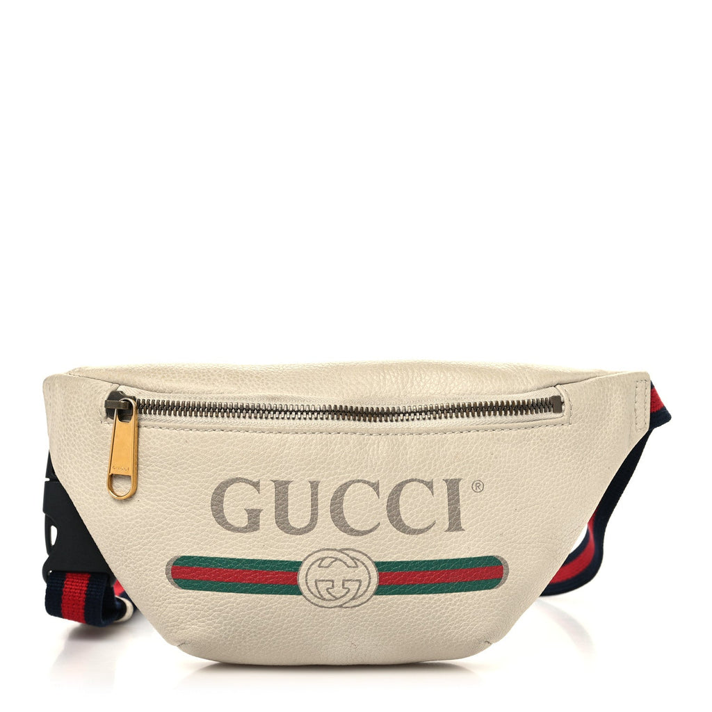 Gucci Grained Calfskin Small Logo Belt Bag White
