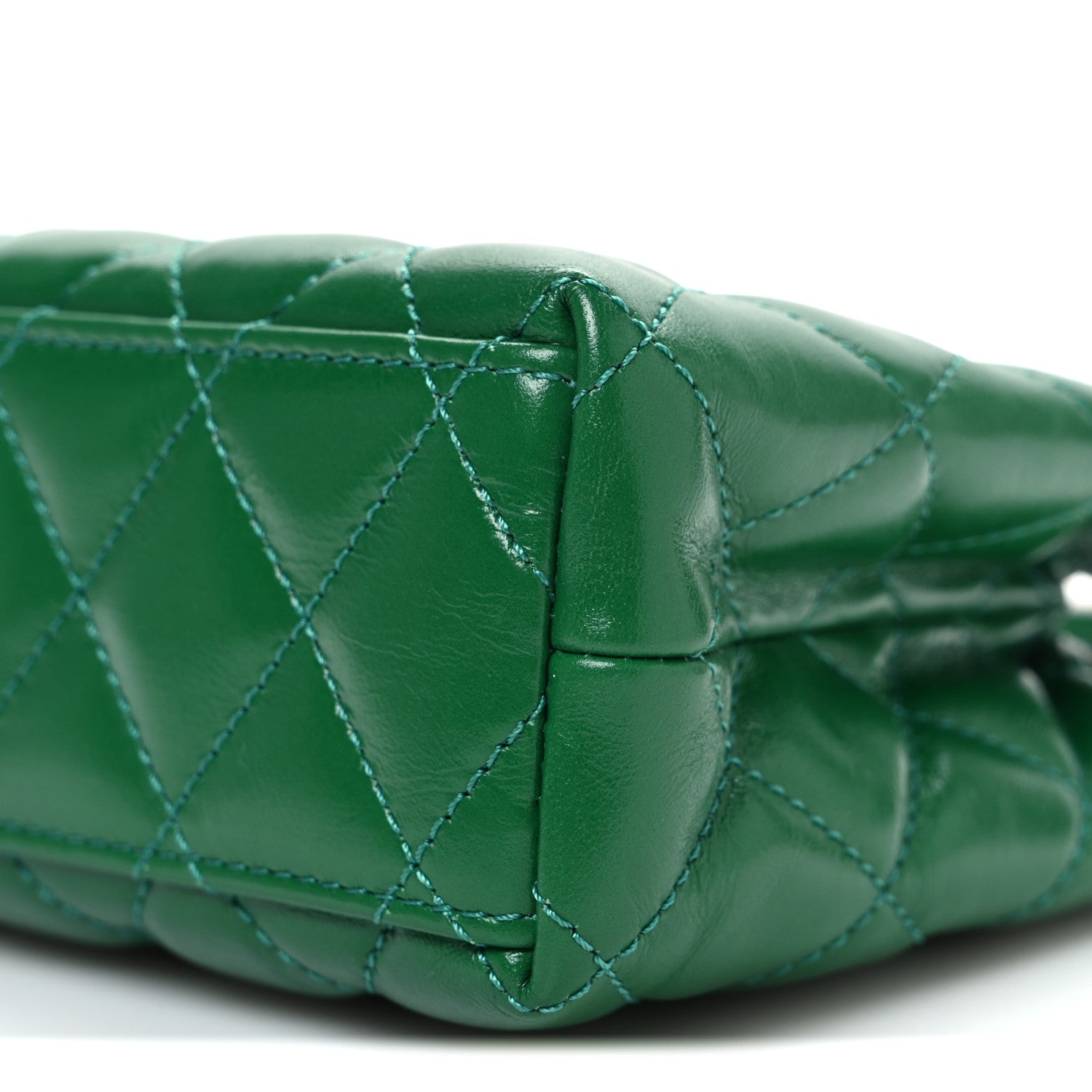 Chanel Shiny Aged Calfskin Quilted Nano Kelly Shopper Green