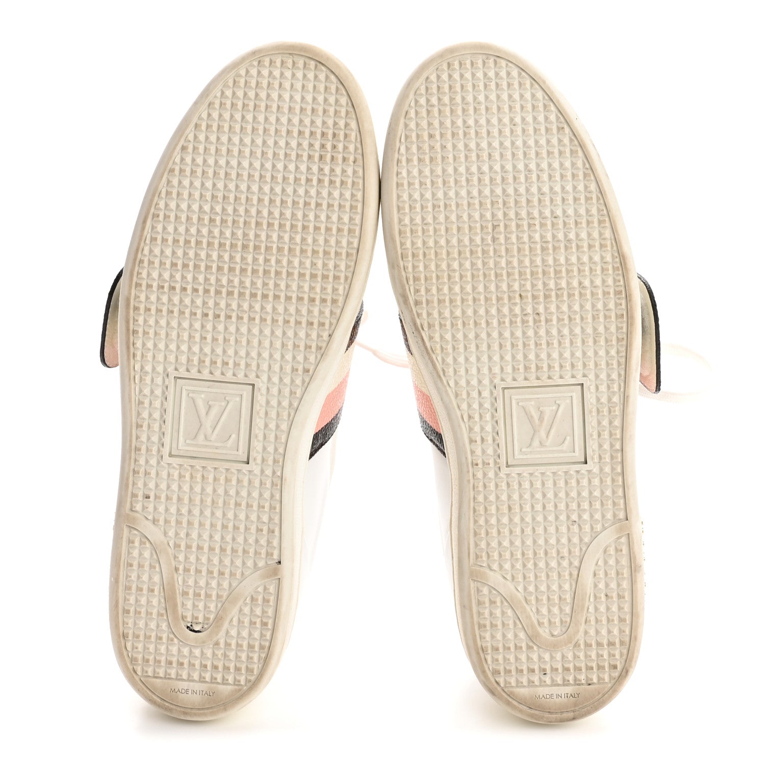 Louis Vuitton Calfskin Monogram Striped Frontrow Sneakers 38.5 White