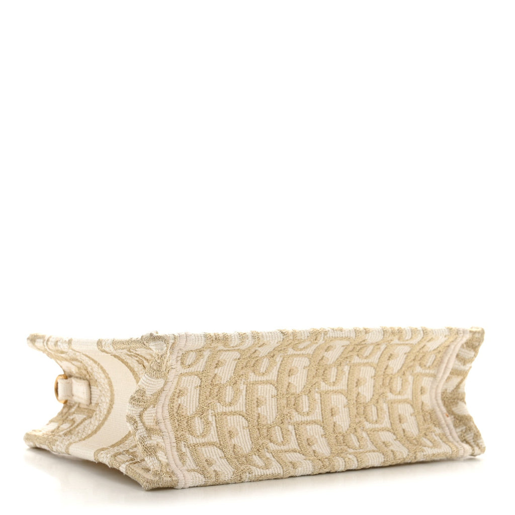 Christian Dior Oblique Mini Book Tote With Strap Gold Multicolor