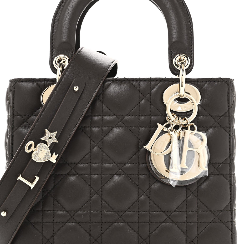 Christian Dior Lambskin Cannage Small My ABCDior Lady Dior Dark Brown