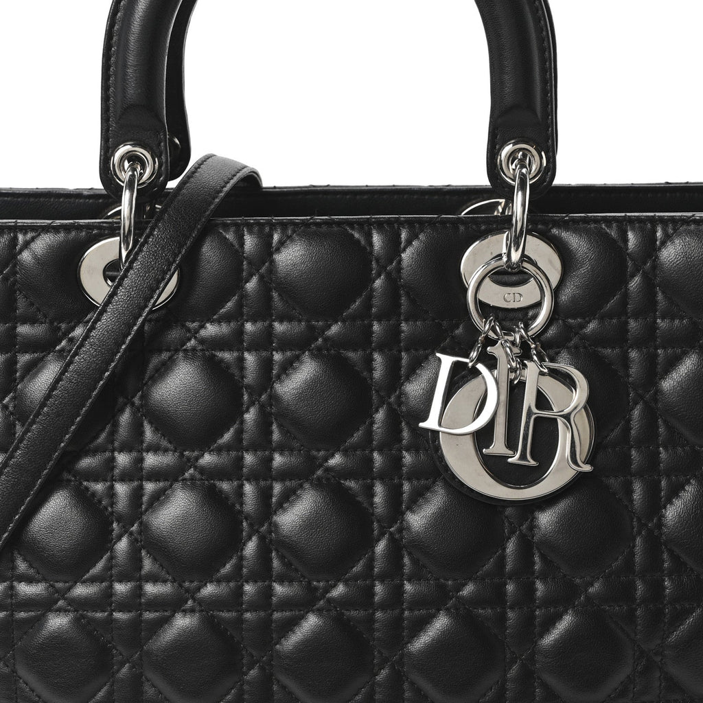 Christian Dior Lambskin Cannage Large Lady Dior Black