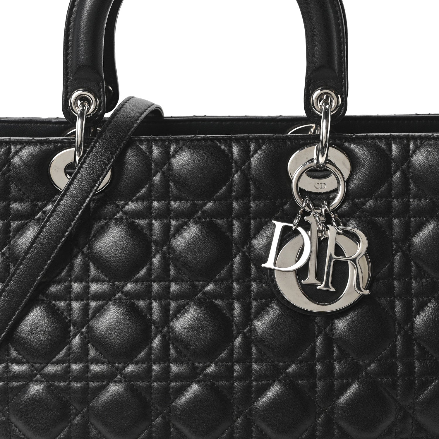 Christian Dior Lambskin Cannage Large Lady Dior Black