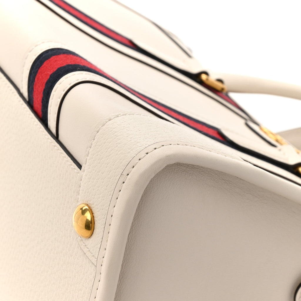 Gucci Koi Calfskin Medium Bauletto Duffle Top Handle Bag White