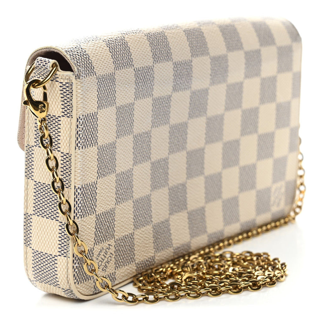 Louis Vuitton Damier Azur Pochette Felicie Chain Wallet Rose Ballerine