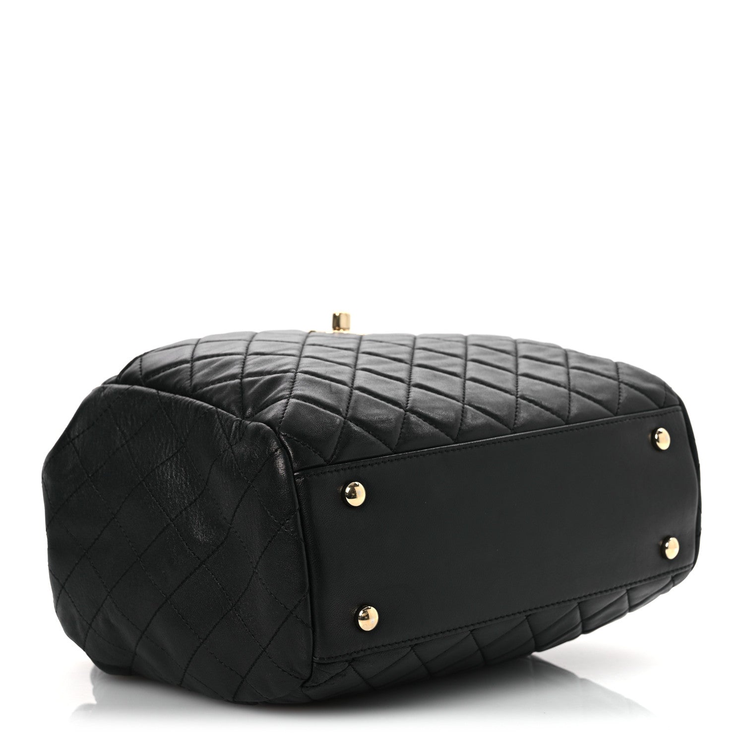 Chanel Lambskin Quilted Drawstring Bag Black