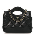 Chanel Shiny Lambskin Quilted Micro 31 Clutch With Chain Black