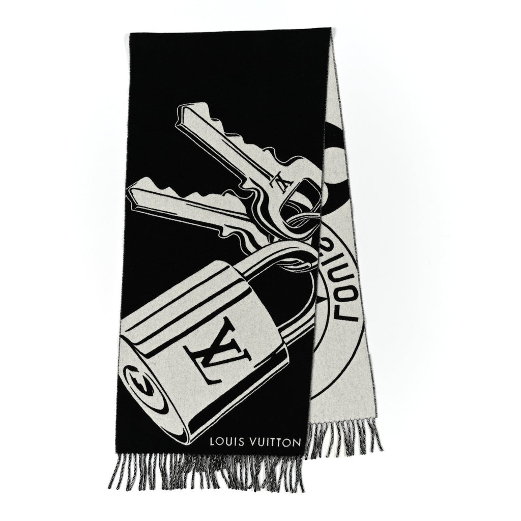 Louis Vuitton Wool Cashmere Lock And Keys Scarf Black