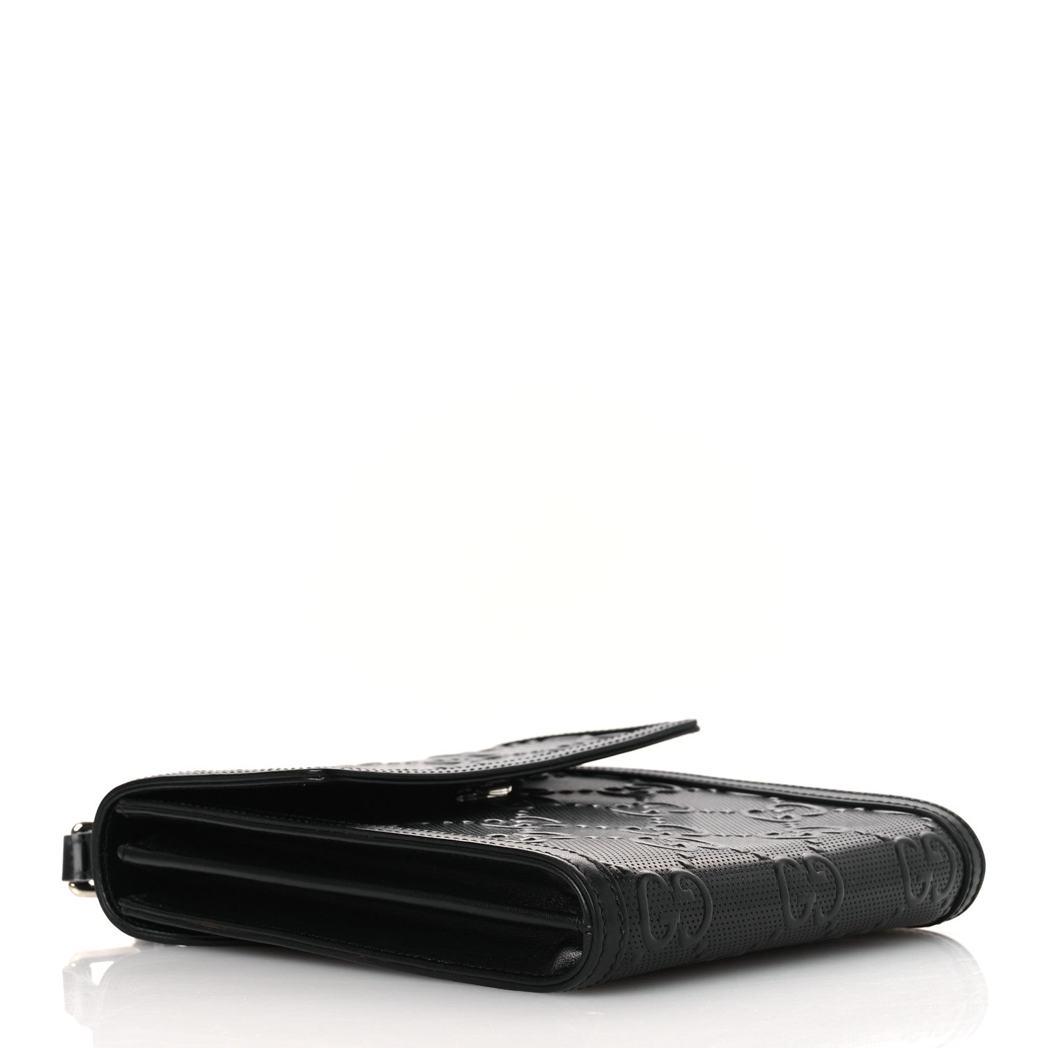 Gucci Calfskin GG Tennis Embossed Messenger Bag Black