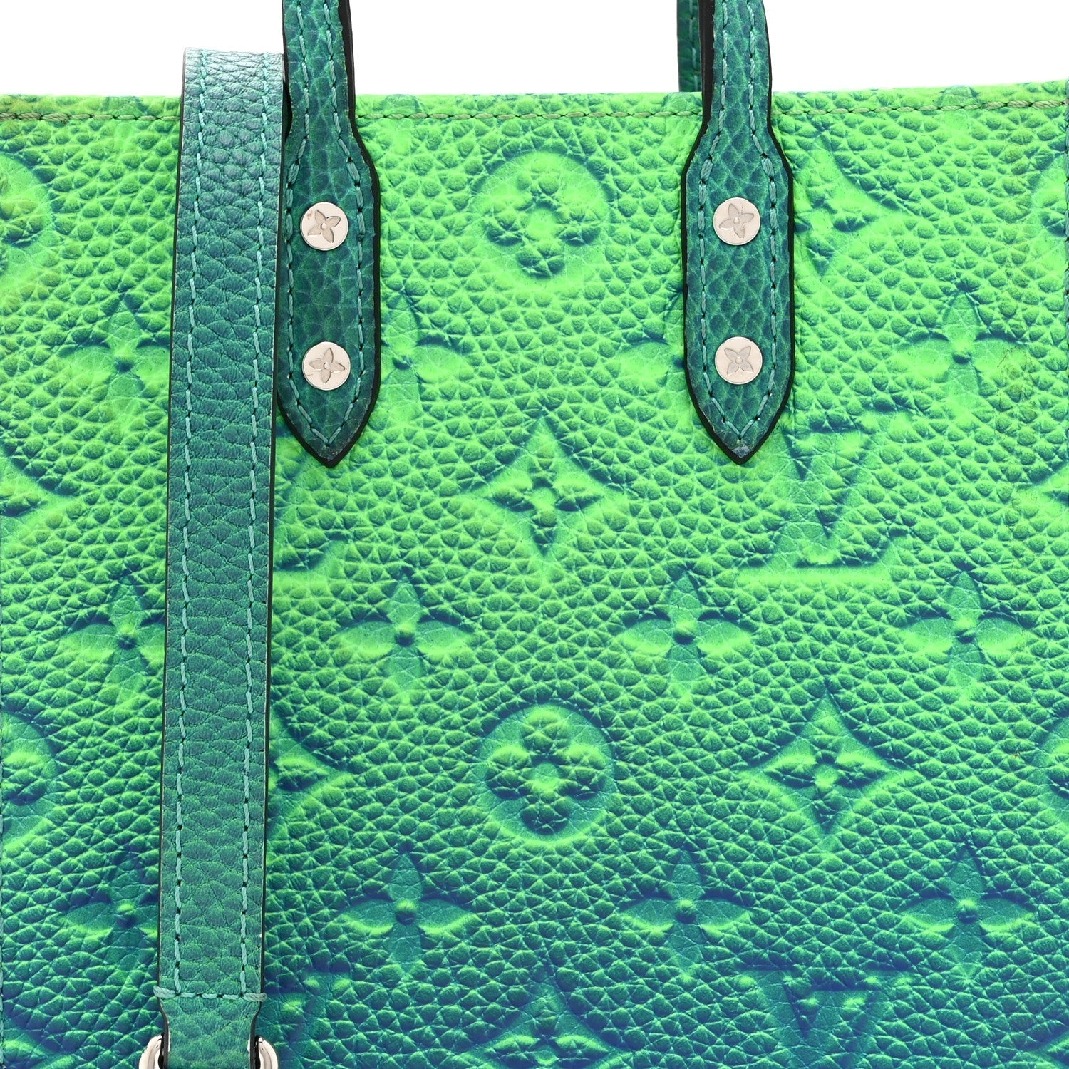 Louis Vuitton Taurillon Illusion Sac Plat XS Bleu Vert