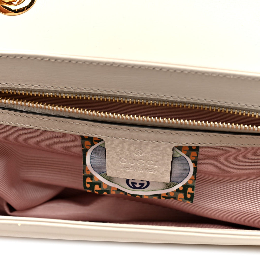 Gucci Vitello Palmellato Lux Crystal Medium Rajah Shoulder Bag Mystic White Multicolor