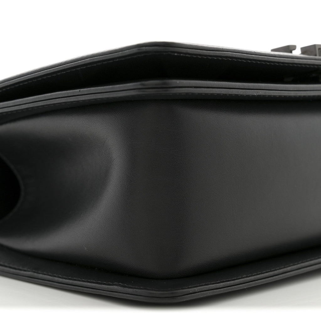 Chanel Calfskin Painted Chevron Embossed Medium Boy Flap Black