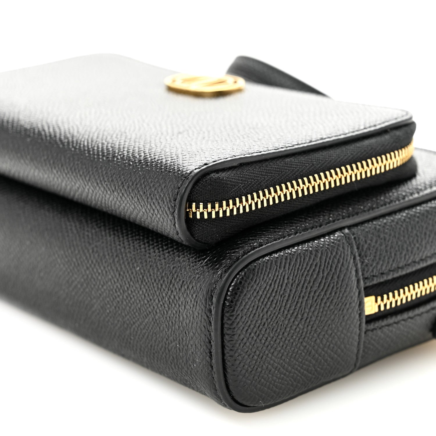 Christian Dior Grained Calfskin Caro Double Pouch Black