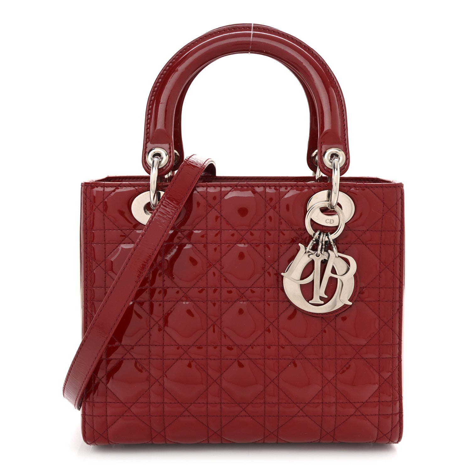 Christian Dior Patent Cannage Medium Lady Dior Red