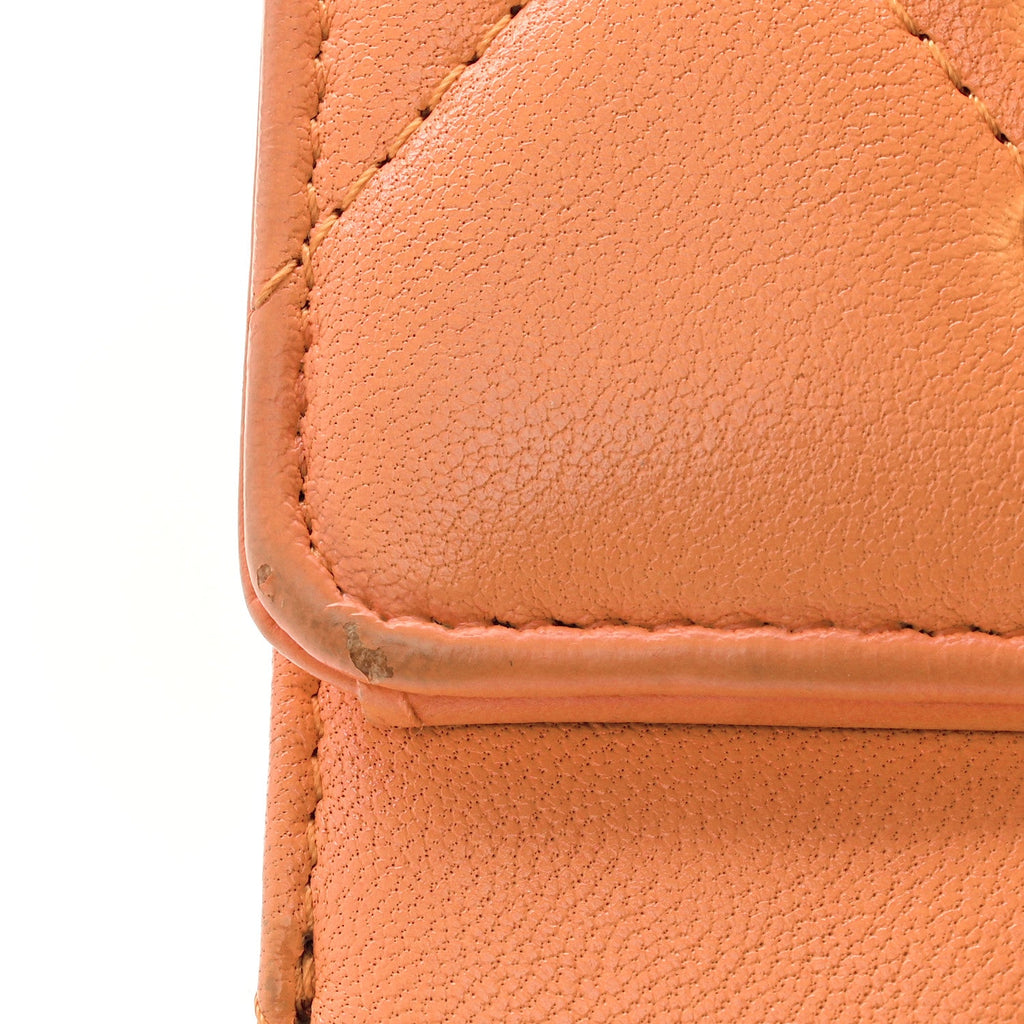 Goatskin Quilted Small Chanel 19 Flap Wallet Orange