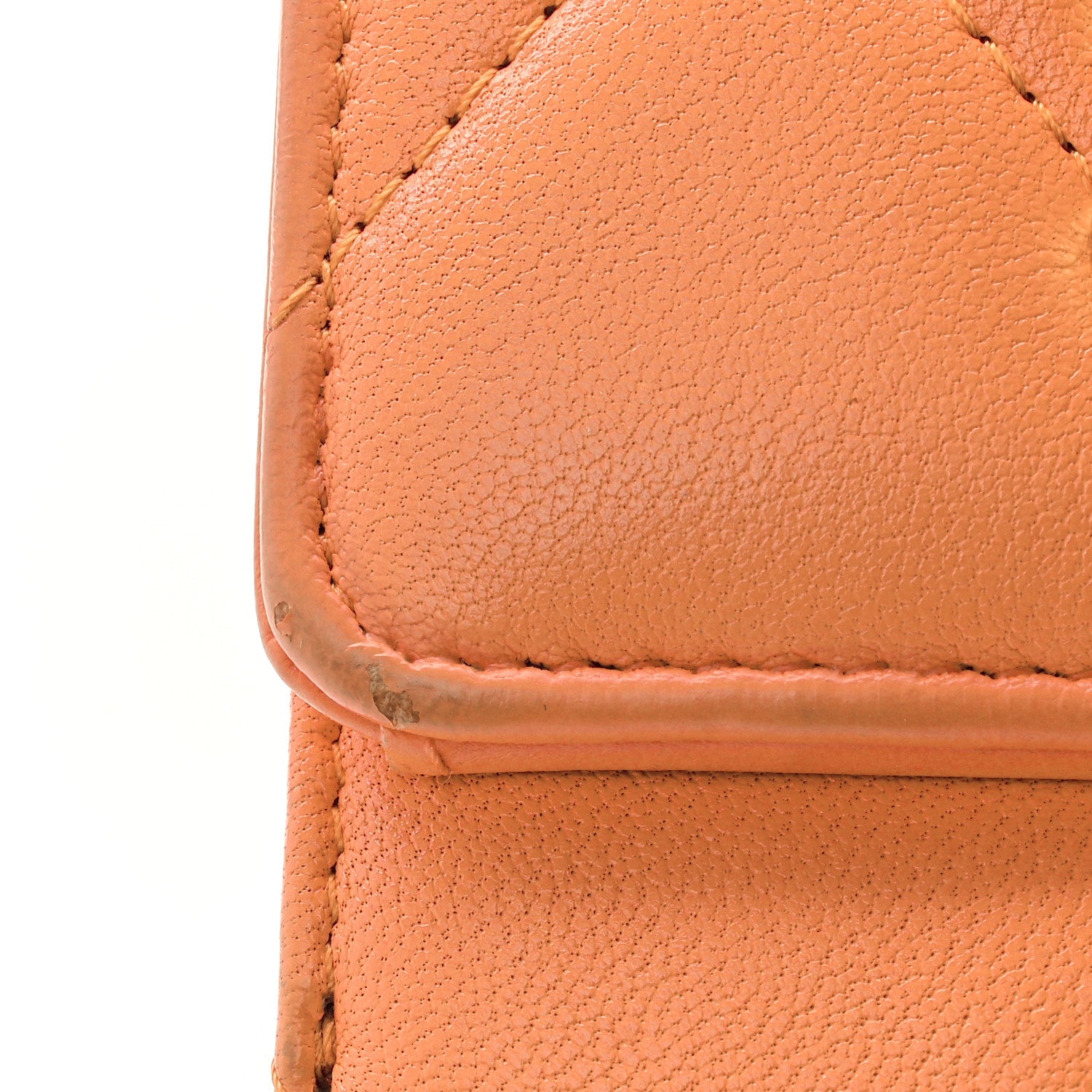 Goatskin Quilted Small Chanel 19 Flap Wallet Orange