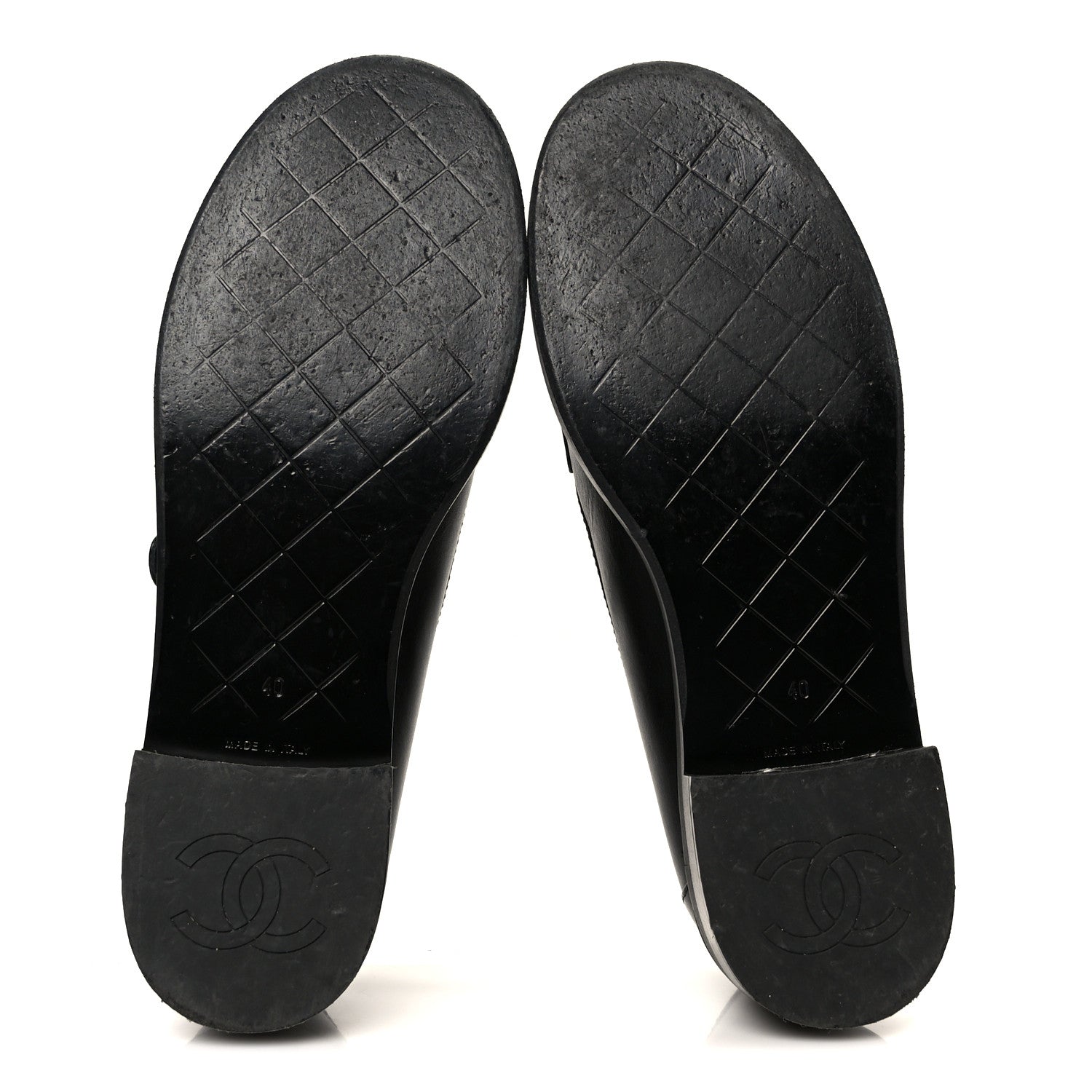 Calfskin CC Turnlock Moccasins 40 Black
