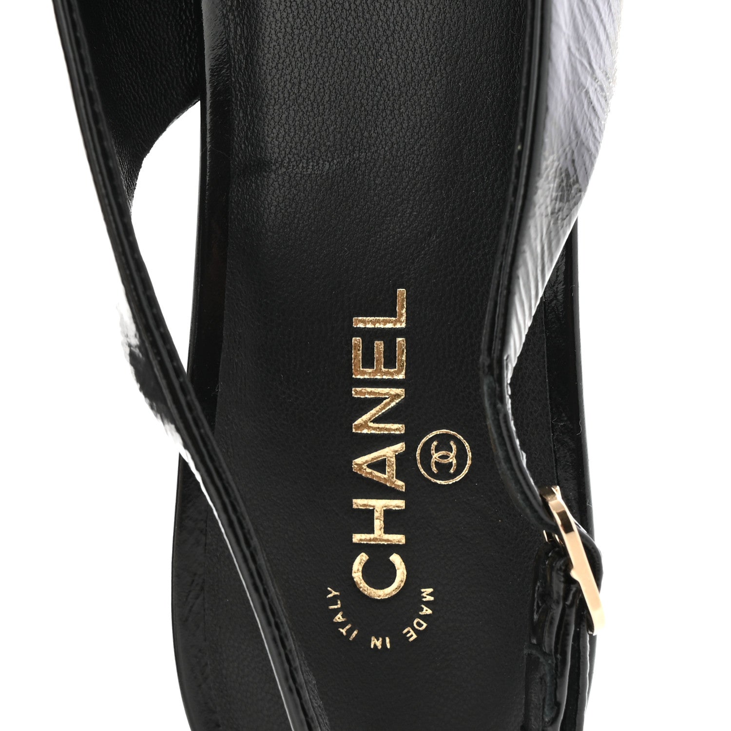 Crumpled Patent Calfskin CC Bow Slingback Pumps 37.5 Black