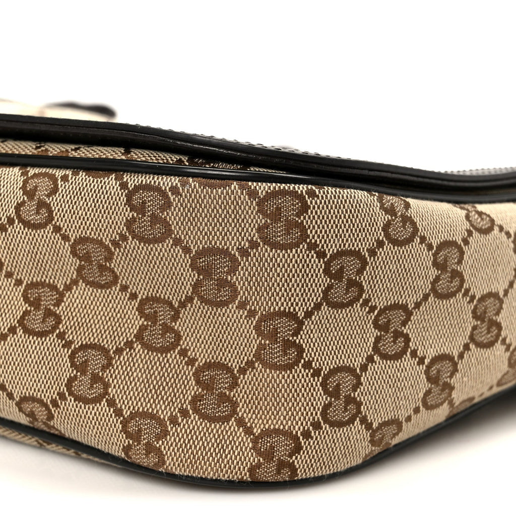 Gucci Monogram Flap Messenger Bag Beige Dark Brown